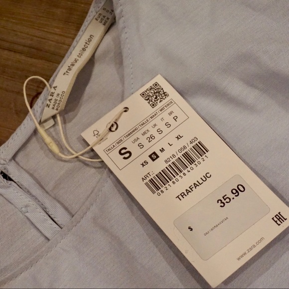 NWT Zara Trafaluc Light Blue Tiered Ruffle Blouse - Picture 5 of 6